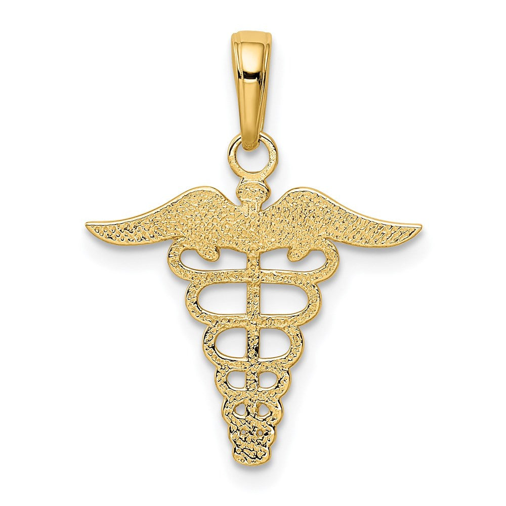 14k Yellow Gold Caduceus Charm Pendant