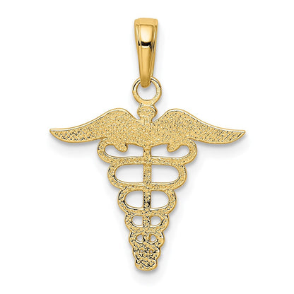 14k Yellow Gold Caduceus Charm Pendant