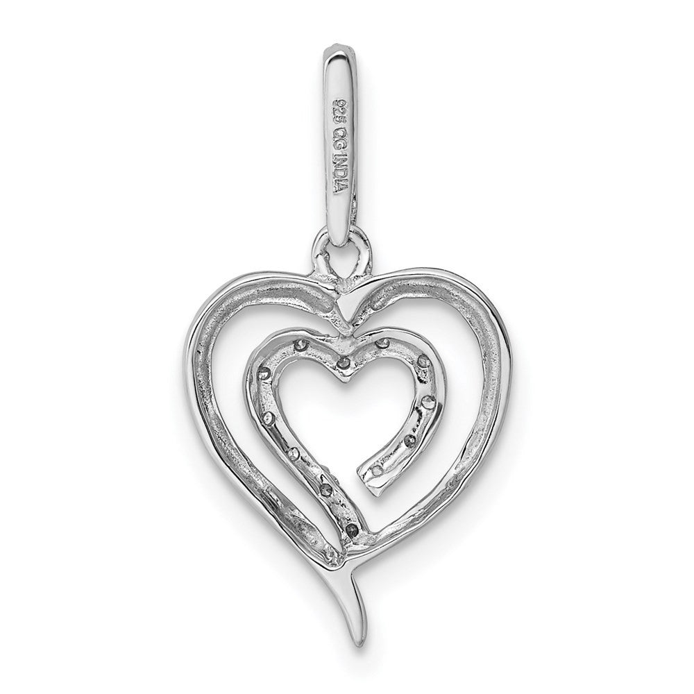 Sterling Silver Rhodium Diamond Heart Pendant