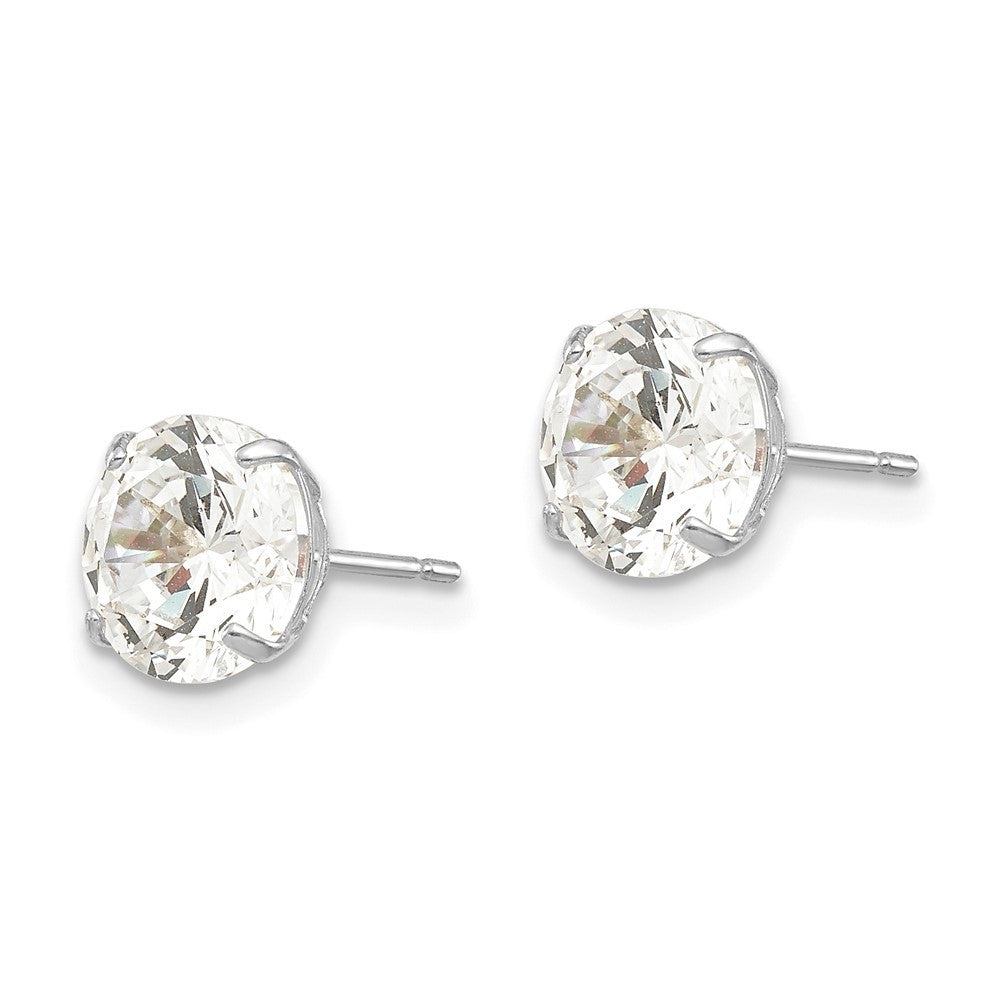 14k White Gold 7mm Round Cubic Zirconia Stud Earrings
