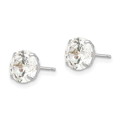14k White Gold 7mm Round Cubic Zirconia Stud Earrings