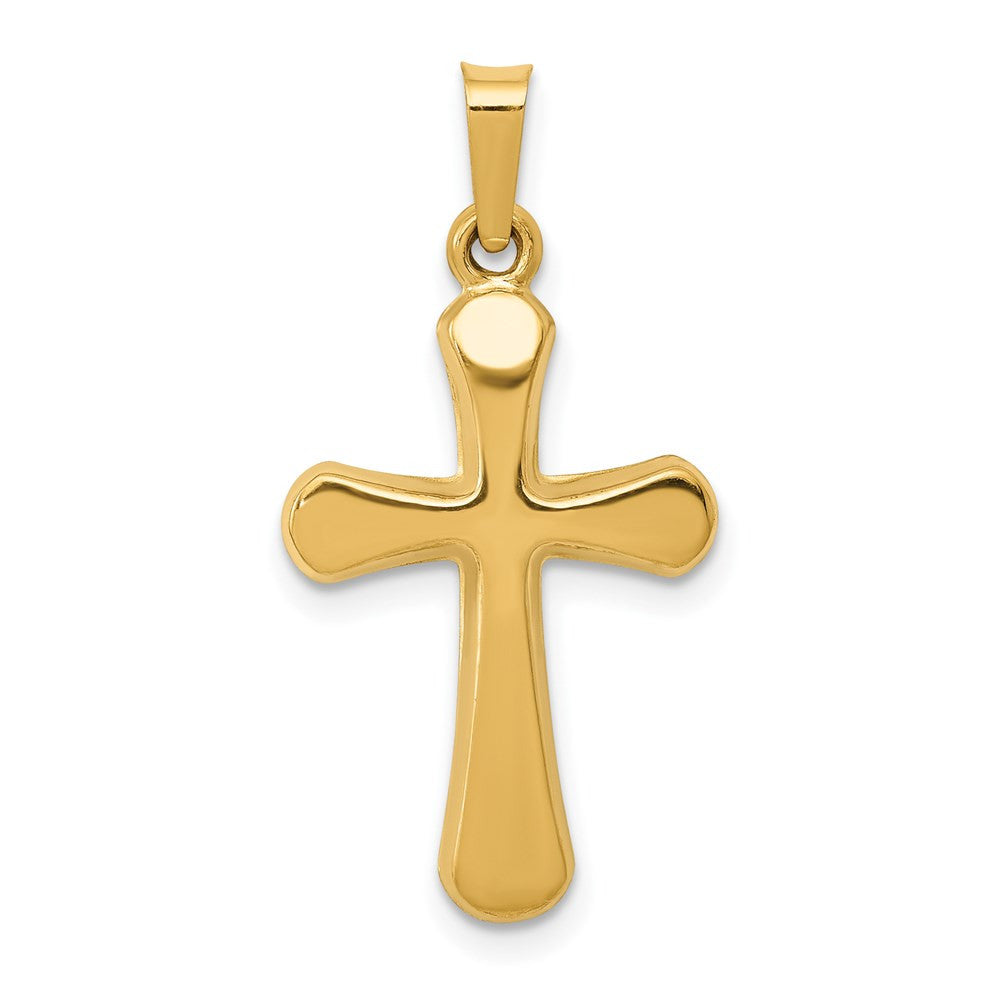 14k Yellow Gold Polished Rounded Cross Pendant