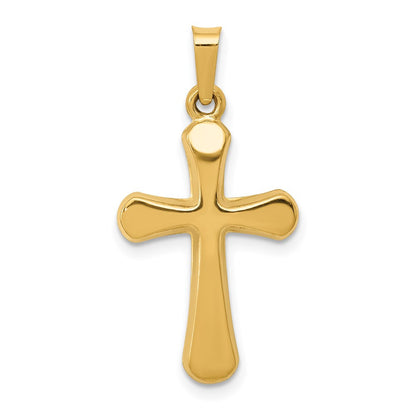 14k Yellow Gold Polished Rounded Cross Pendant