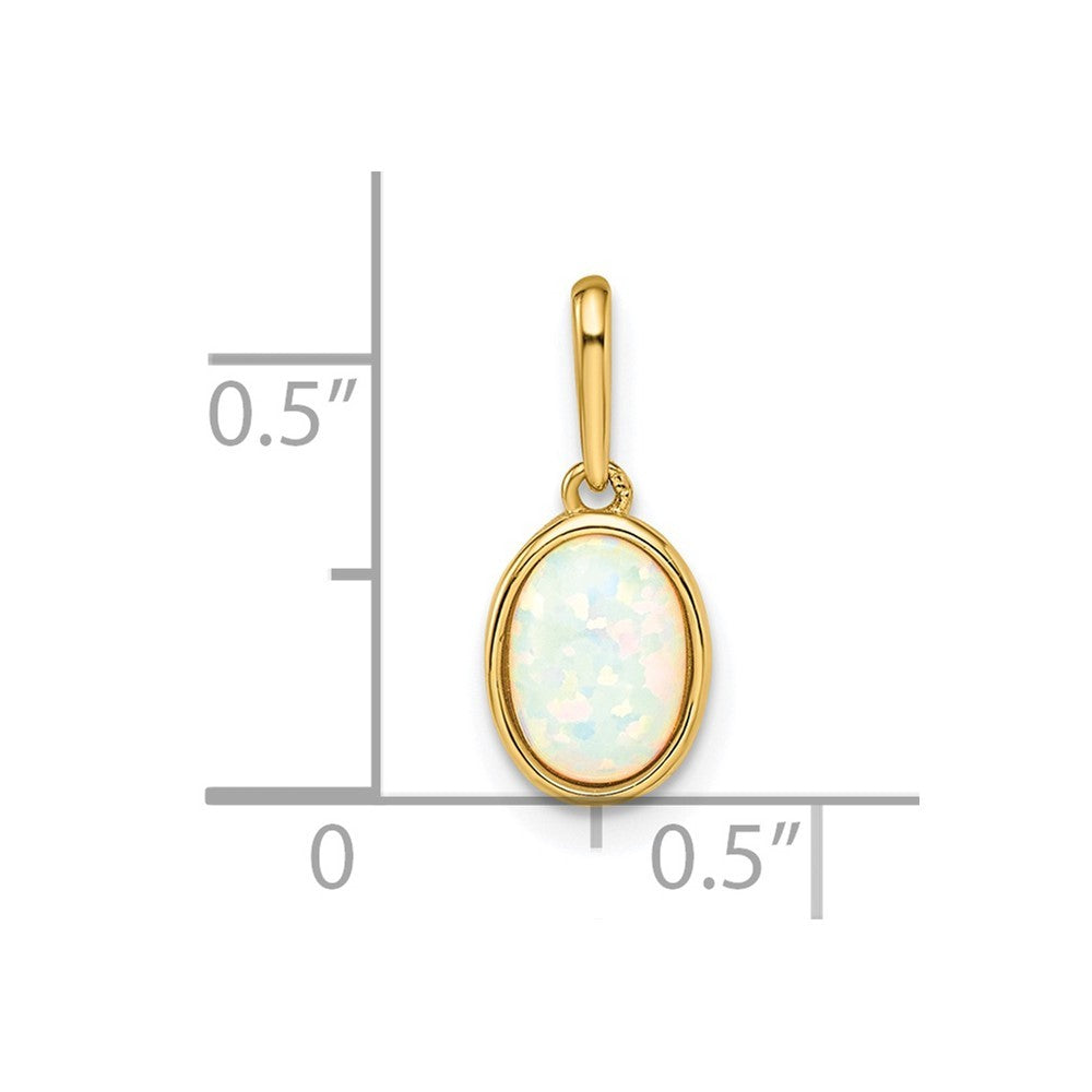 14k Yellow Gold Lab Created Opal Pendant