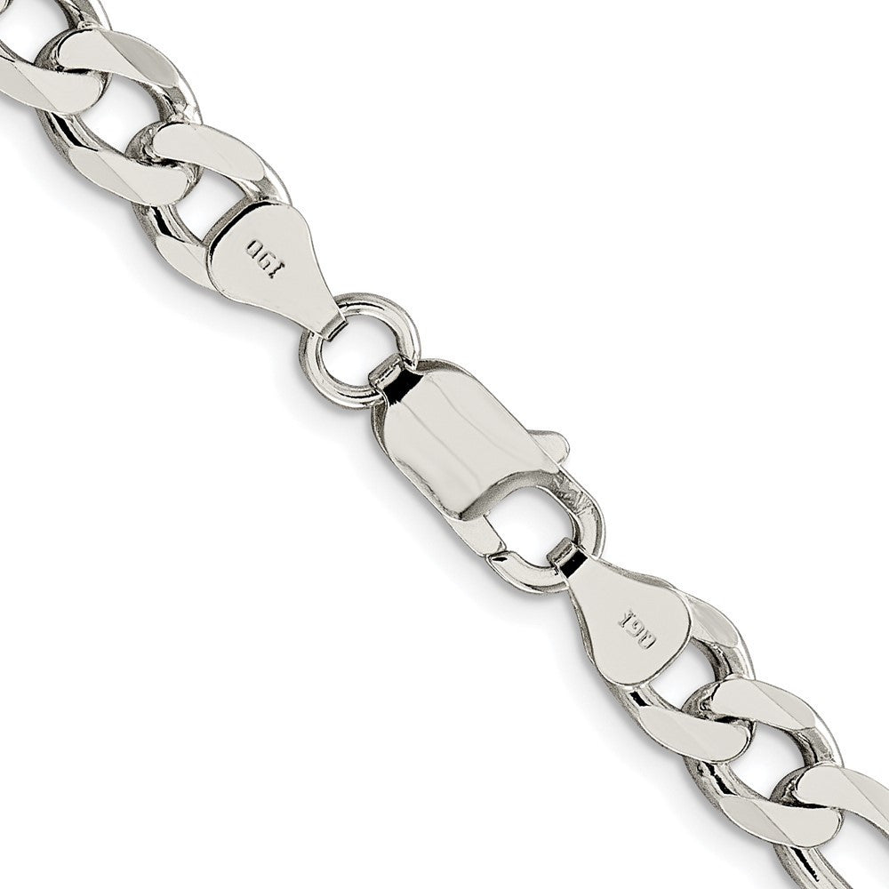 Sterling Silver Rhodium-plated 7.25mm Pav� Flat Figaro Chain Necklace 24"