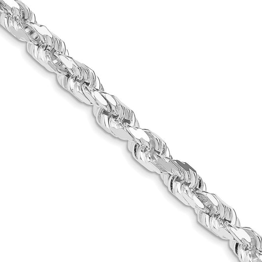 Sterling Silver Rhodium-plated 6.5mm Diamond-cut Rope Chain Necklace 20"