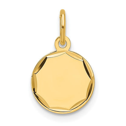 14k Yellow Gold Etched .013 Gauge Engravable Round Disc Charm Pendant