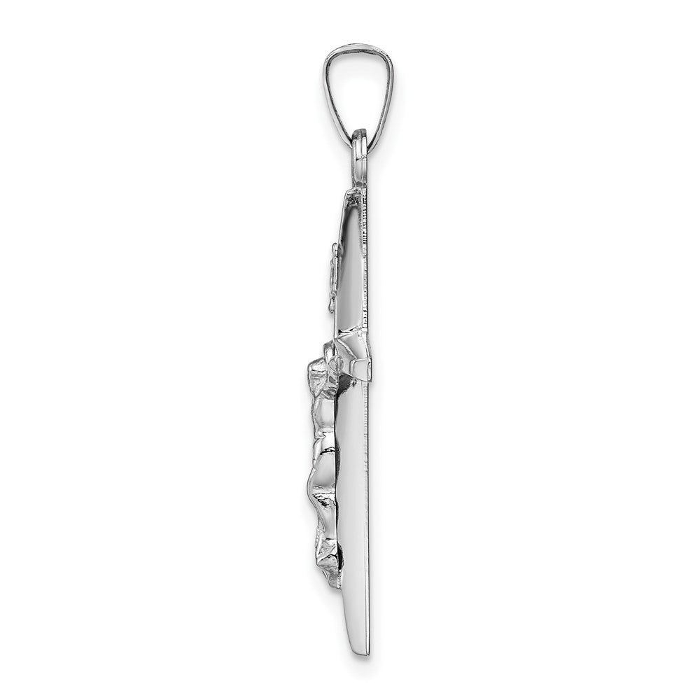 14k White Gold INRI Crucifix Charm Pendant