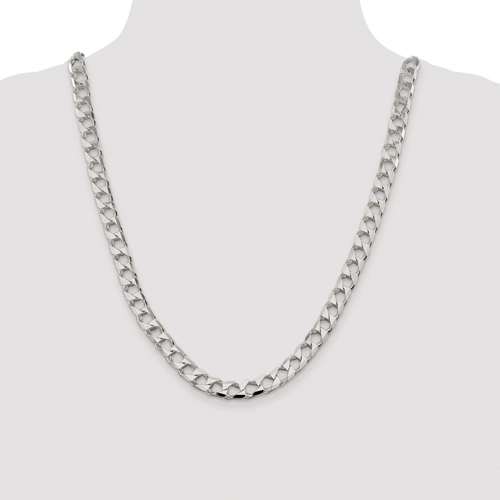 Sterling Silver Rhodium-plated Diamond-Cut Square Curb Chain Necklace 24"