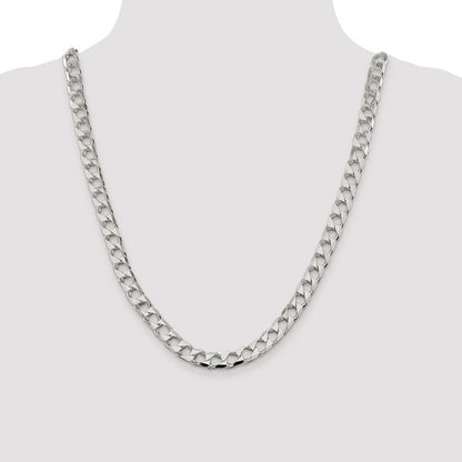 Sterling Silver Rhodium-plated Diamond-Cut Square Curb Chain Necklace 24"