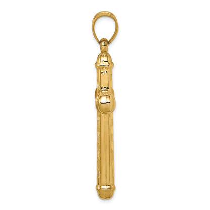 14k Yellow Gold Hollow Diamond-cut Cross Pendant