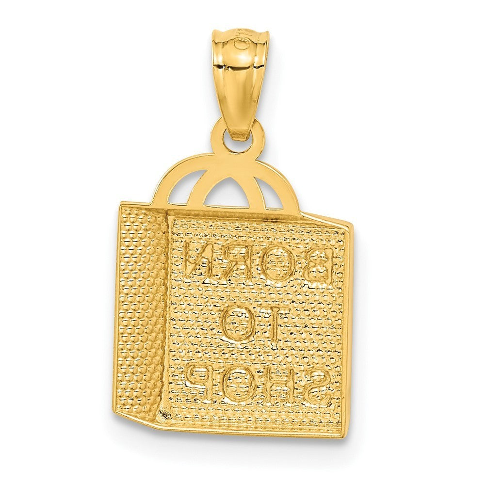 14k Yellow Gold Shopping Bag BORN TO SHOP Pendant