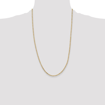 14k Yellow Gold 2.25mm Flat Figaro with Lobster Clasp Chain Necklace 26"