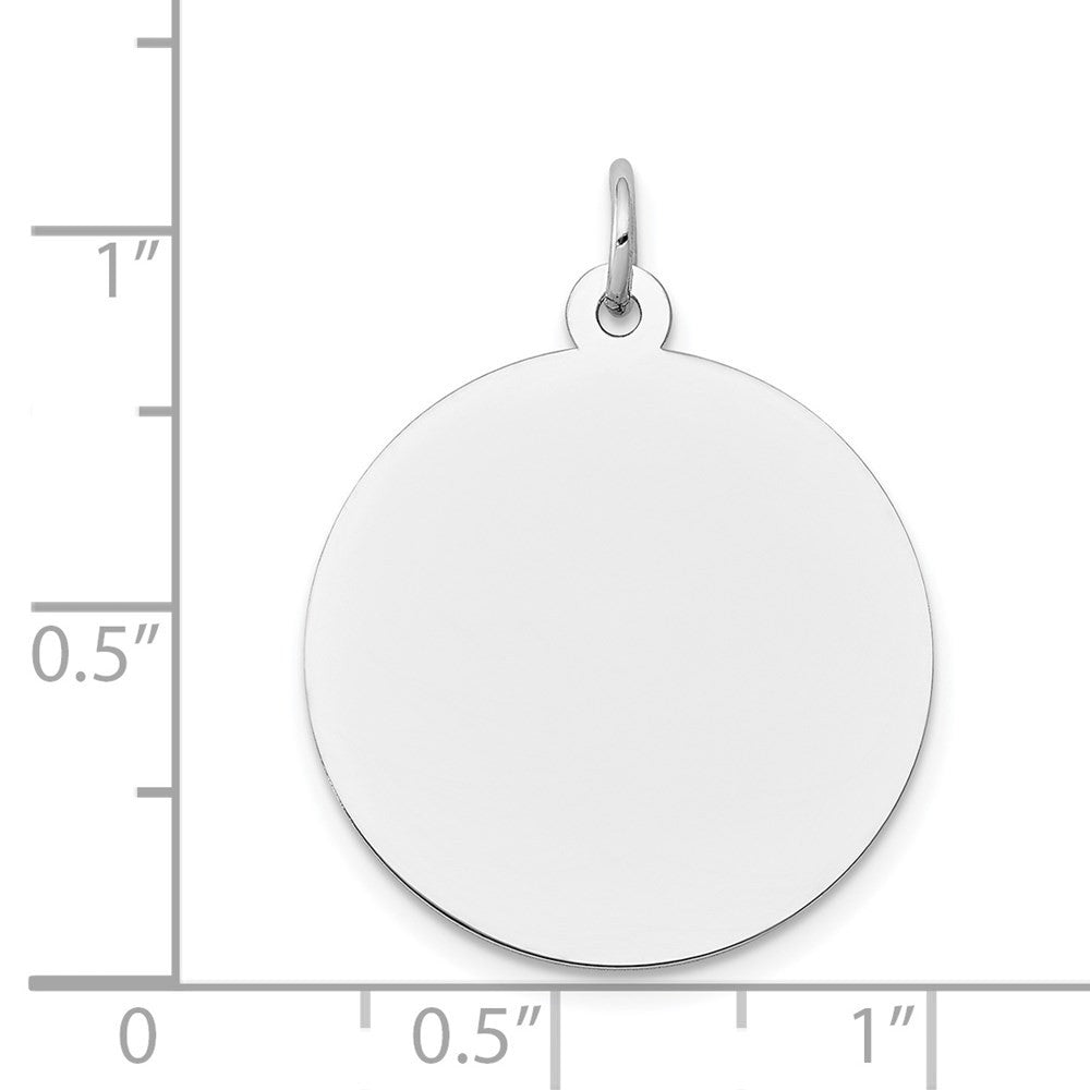 14k White Gold Round Disc Charm Pendant