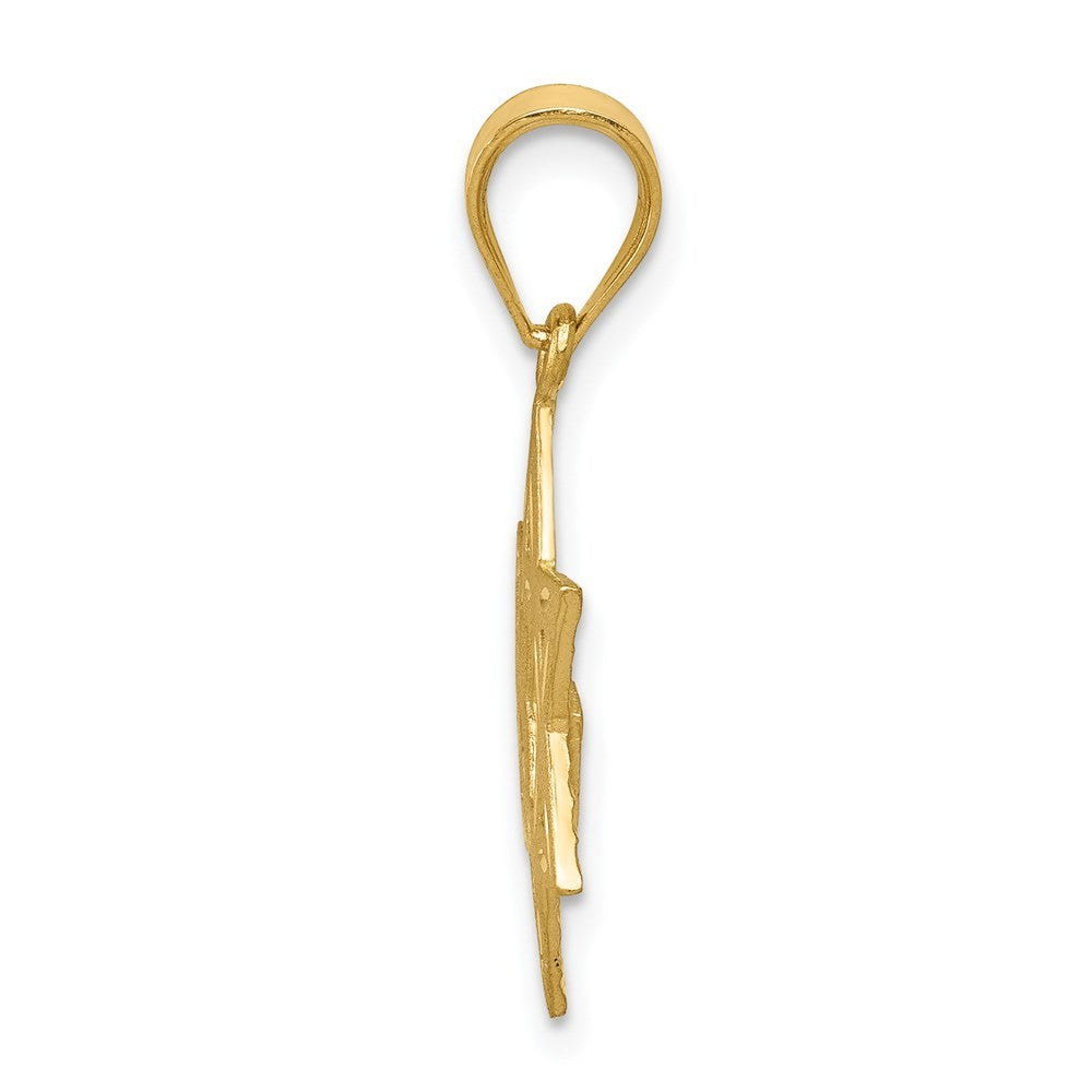 14k Yellow Gold Solid Satin Star of David Charm Pendant