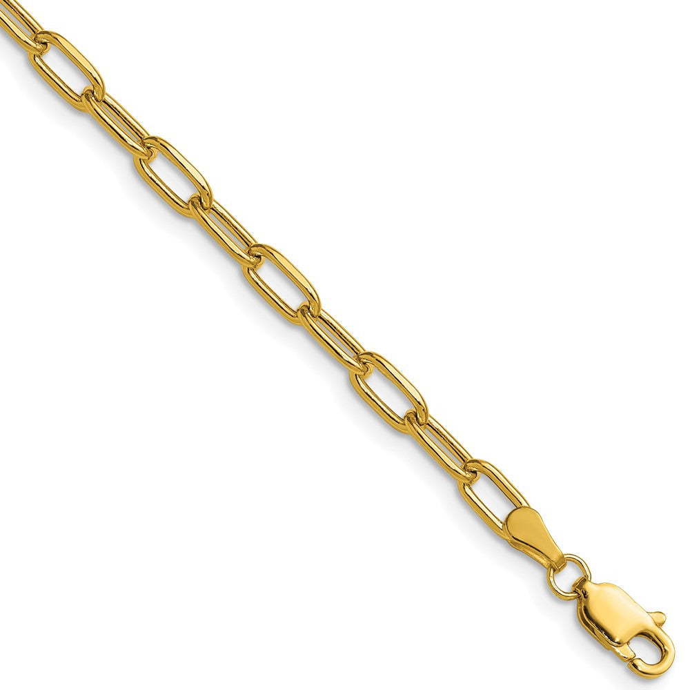 14k Yellow Gold 3.7mm Semi-Solid Beveled Paperclip Chain Necklace 16"