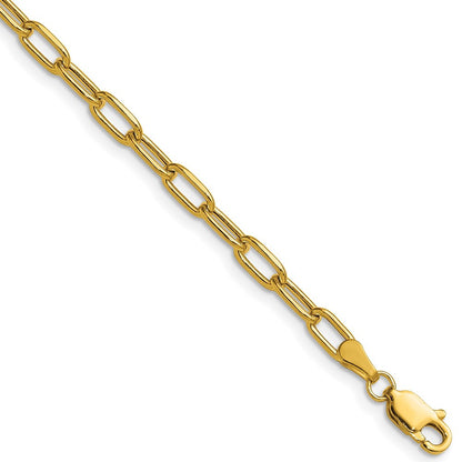 14k Yellow Gold 3.7mm Semi-Solid Beveled Paperclip Chain Necklace 16"