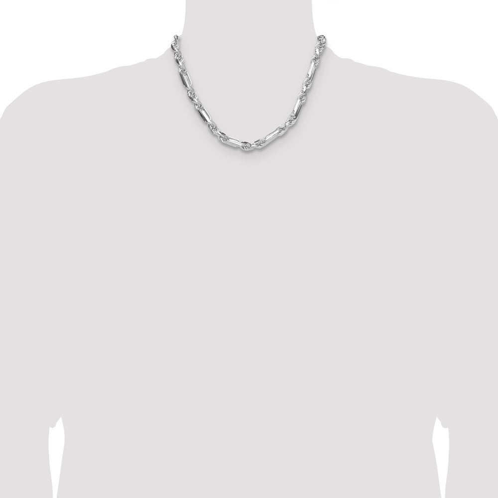 Sterling Silver 8mm Diamond-Cut Figarope Chain Necklace 18"