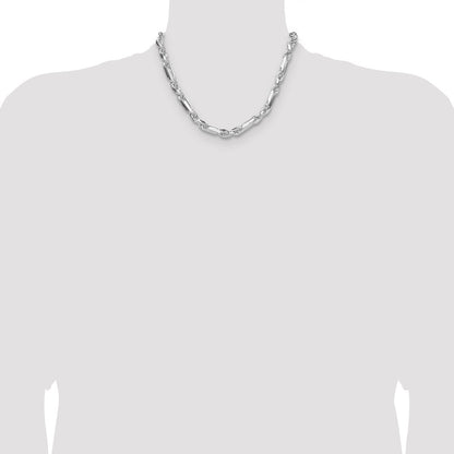 Sterling Silver 8mm Diamond-Cut Figarope Chain Necklace 18"