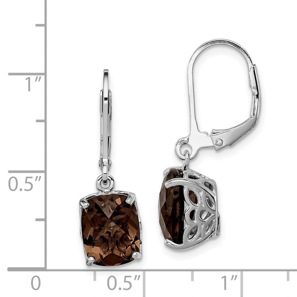 Sterling Silver Rhodium-plated Smoky Quartz Dangle Earrings