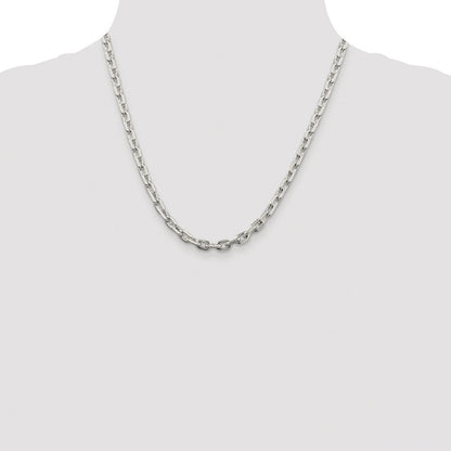 Sterling Silver Rhodium-plated 5.4mm Beveled Oval Cable Chain Necklace 20"