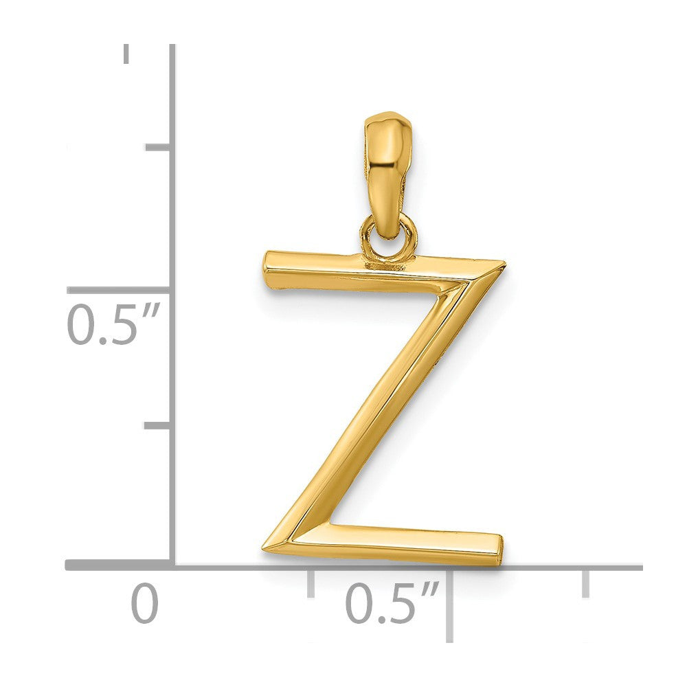 14k Yellow Gold Fancy Letter Z Initial Pendant