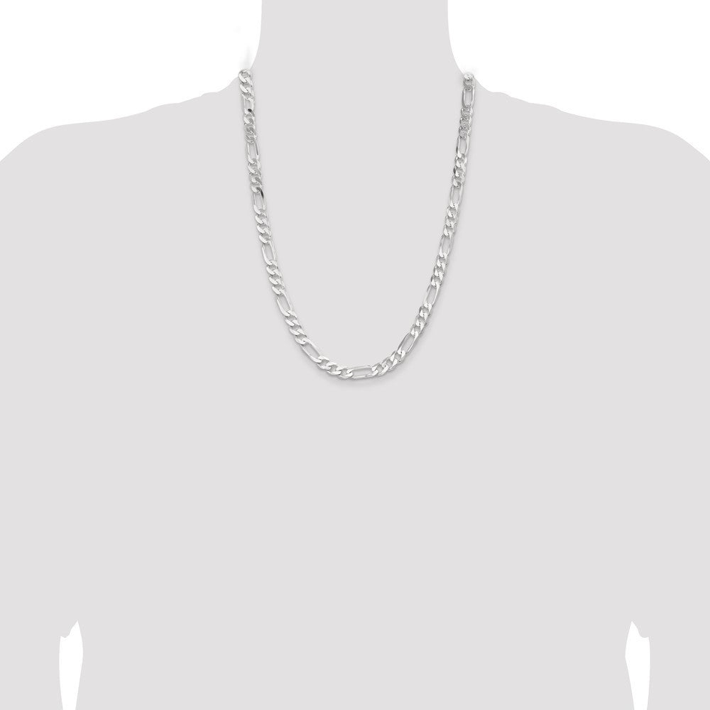 Sterling Silver 7.5mm Figaro Chain Necklace 24"
