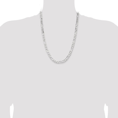 Sterling Silver 7.5mm Figaro Chain Necklace 24"