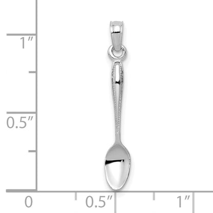 14k White Gold 3-D Table Spoon Pendant