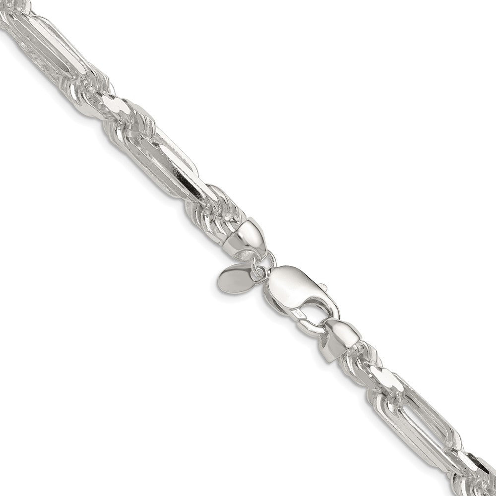 Sterling Silver 8mm Diamond-Cut Figarope Chain Necklace 18"