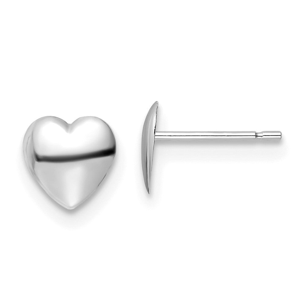 14K White Gold Polished Heart Stud Earrings