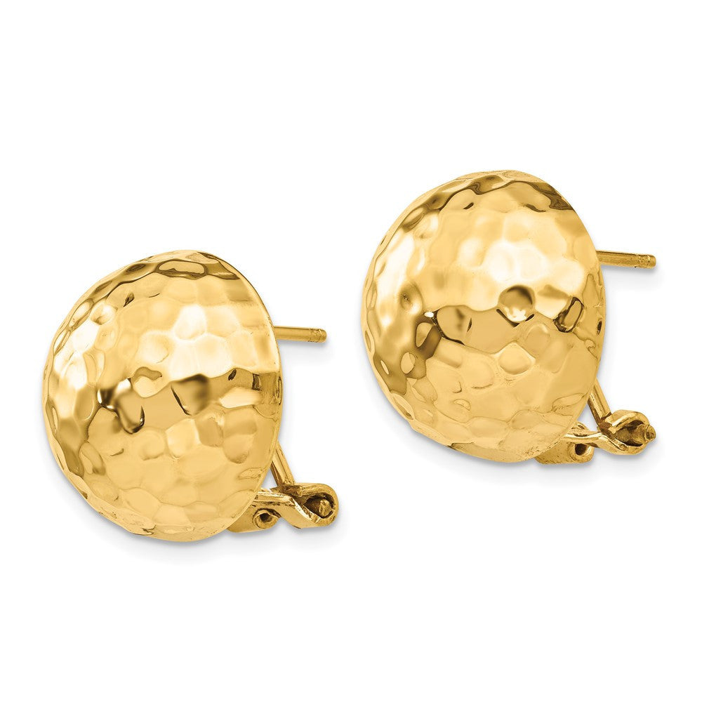 14k Yellow Gold Hammered Omega Back Stud Earrings