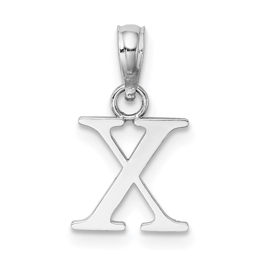 14k White Gold Polished Block Letter X Initial Pendant