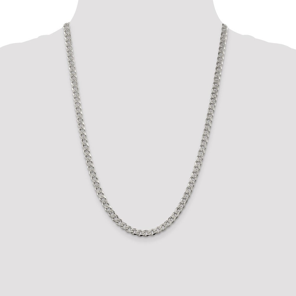 Sterling Silver 5.5mm Pav� Curb Chain Necklace 24"