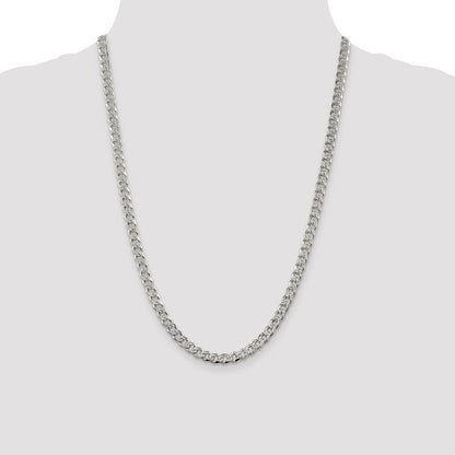 Sterling Silver 5.5mm Pav� Curb Chain Necklace 24"
