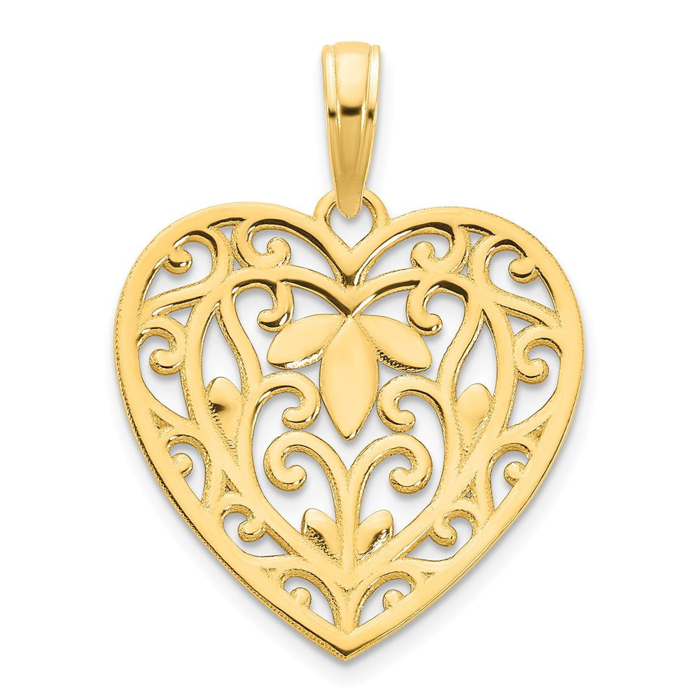 14k Yellow Gold Fancy Heart Pendant