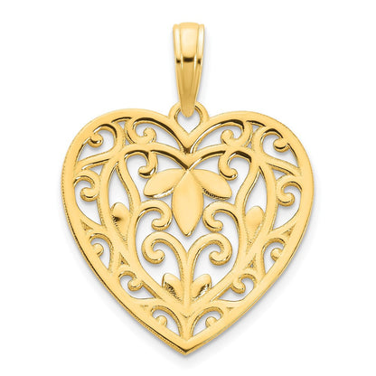 14k Yellow Gold Fancy Heart Pendant