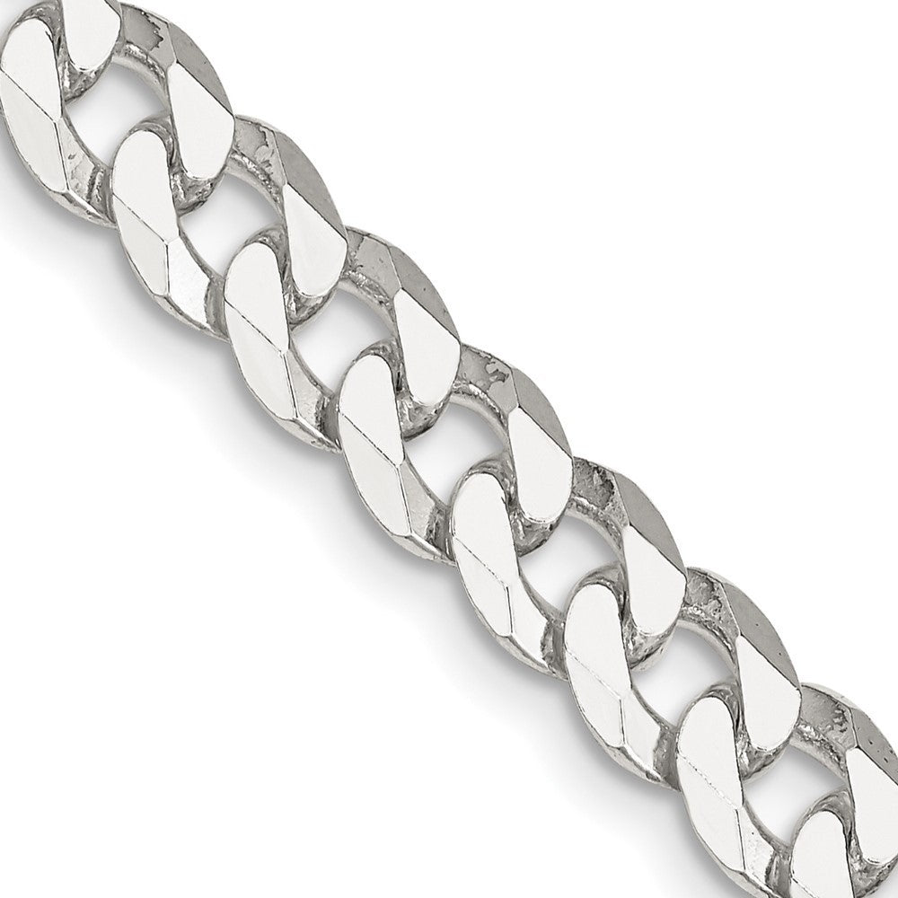 Sterling Silver 7mm Beveled Curb Chain Necklace 18"