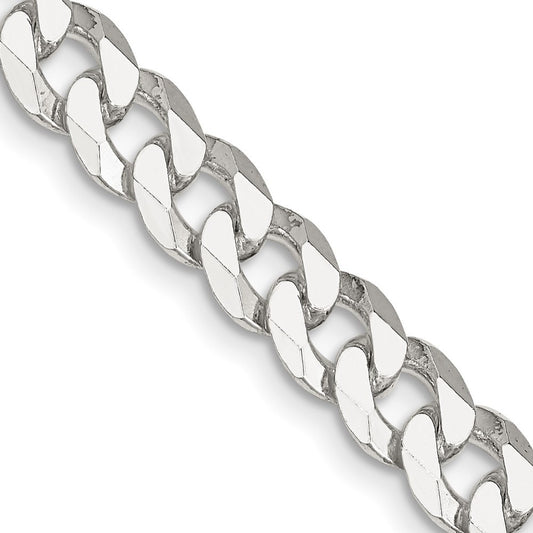 Sterling Silver 7mm Beveled Curb Chain Necklace 18"