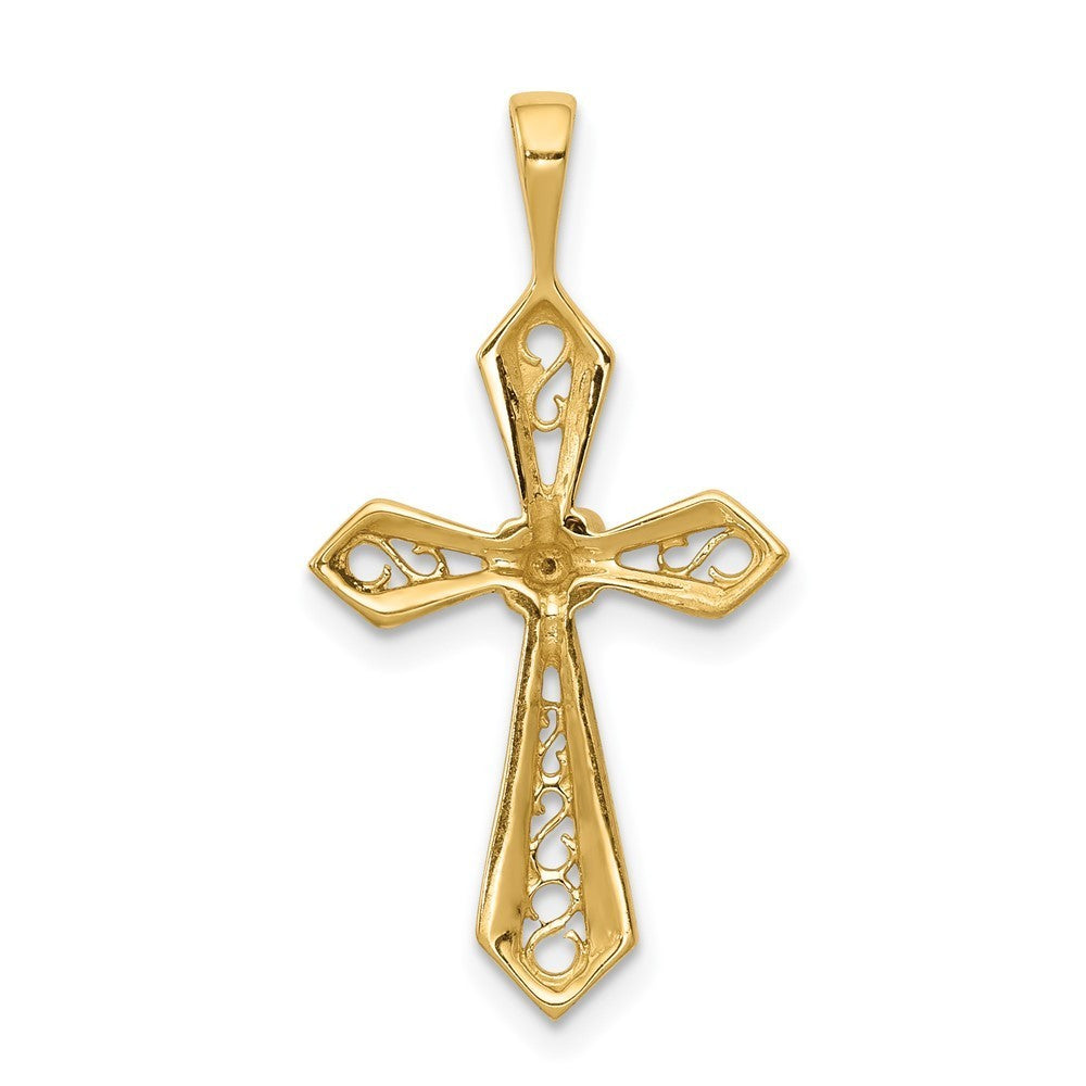 14k Yellow Gold AA Diamond Passion Cross Pendant