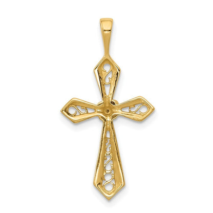 14k Yellow Gold AA Diamond Passion Cross Pendant