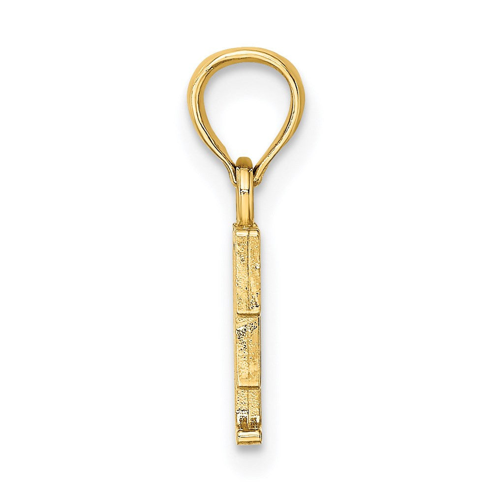 14k Yellow Gold Polished Block Letter F Initial Pendant
