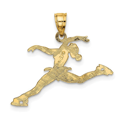 14k Yellow Gold Ice Skater Jumping Charm Pendant