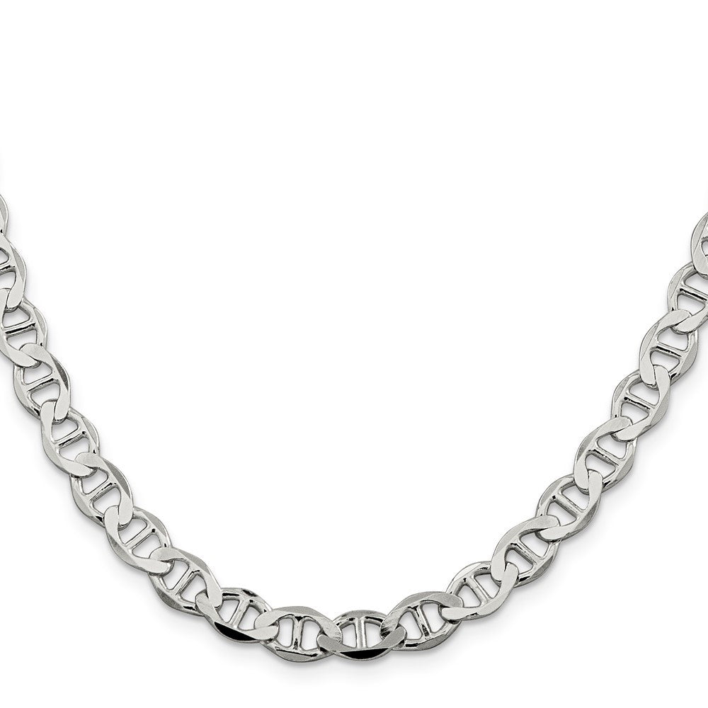 Sterling Silver 7.1mm Flat Anchor Chain Necklace 24"