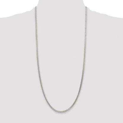 Sterling Silver 3.1mm Diamond-Cut Square Franco Chain Necklace 30"