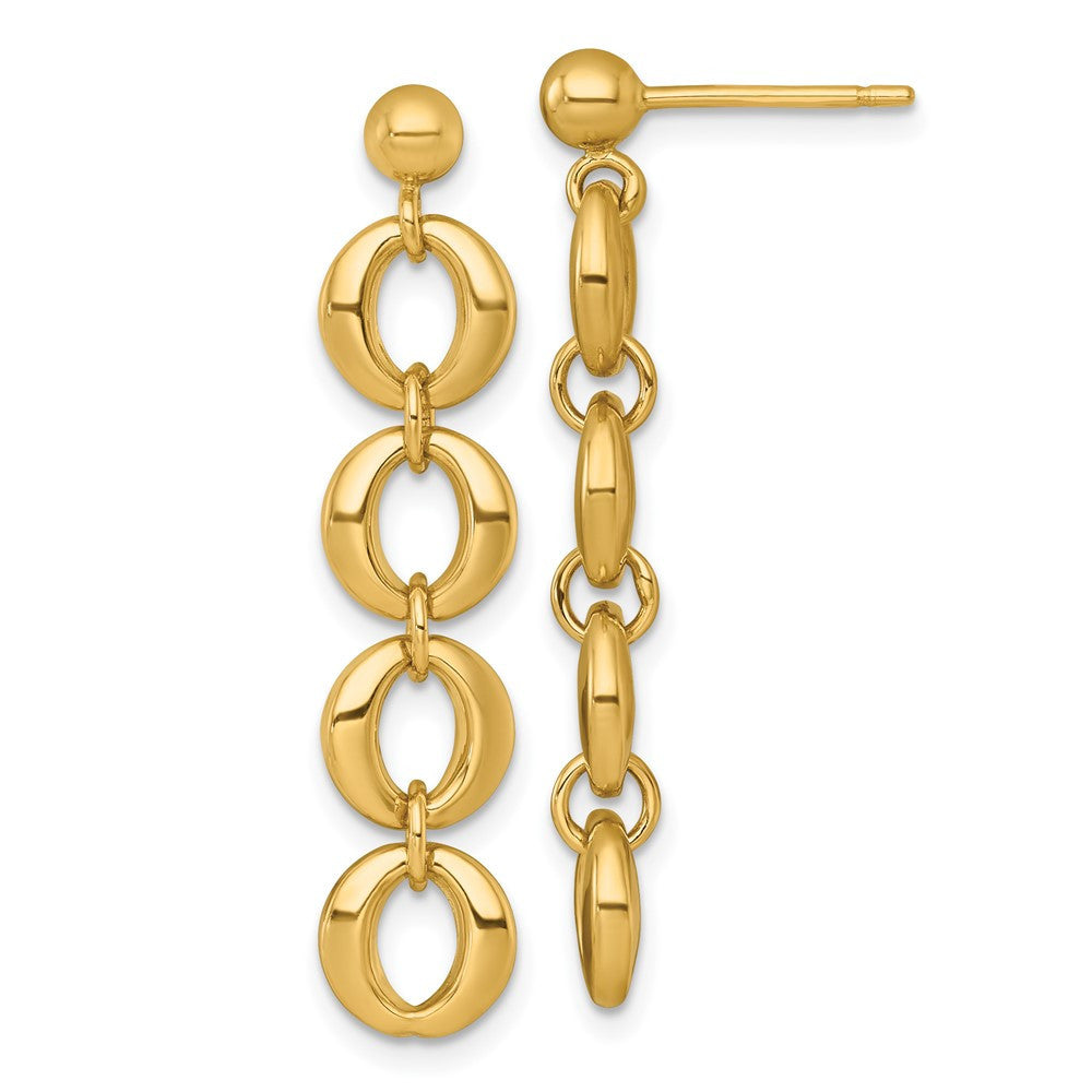 14k Yellow Gold Polished 8mm Fancy Circle Link Dangle Earrings
