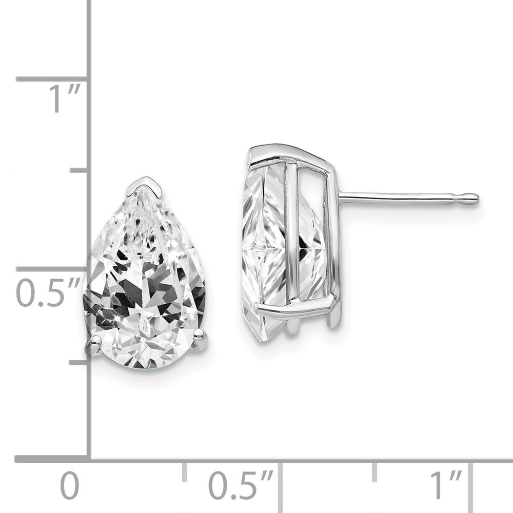 14k White Gold 12x8mm Pear Cubic Zirconia Stud Earrings