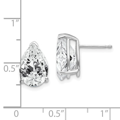 14k White Gold 12x8mm Pear Cubic Zirconia Stud Earrings