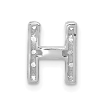 14k White Gold Diamond Letter H Initial Charm Pendant
