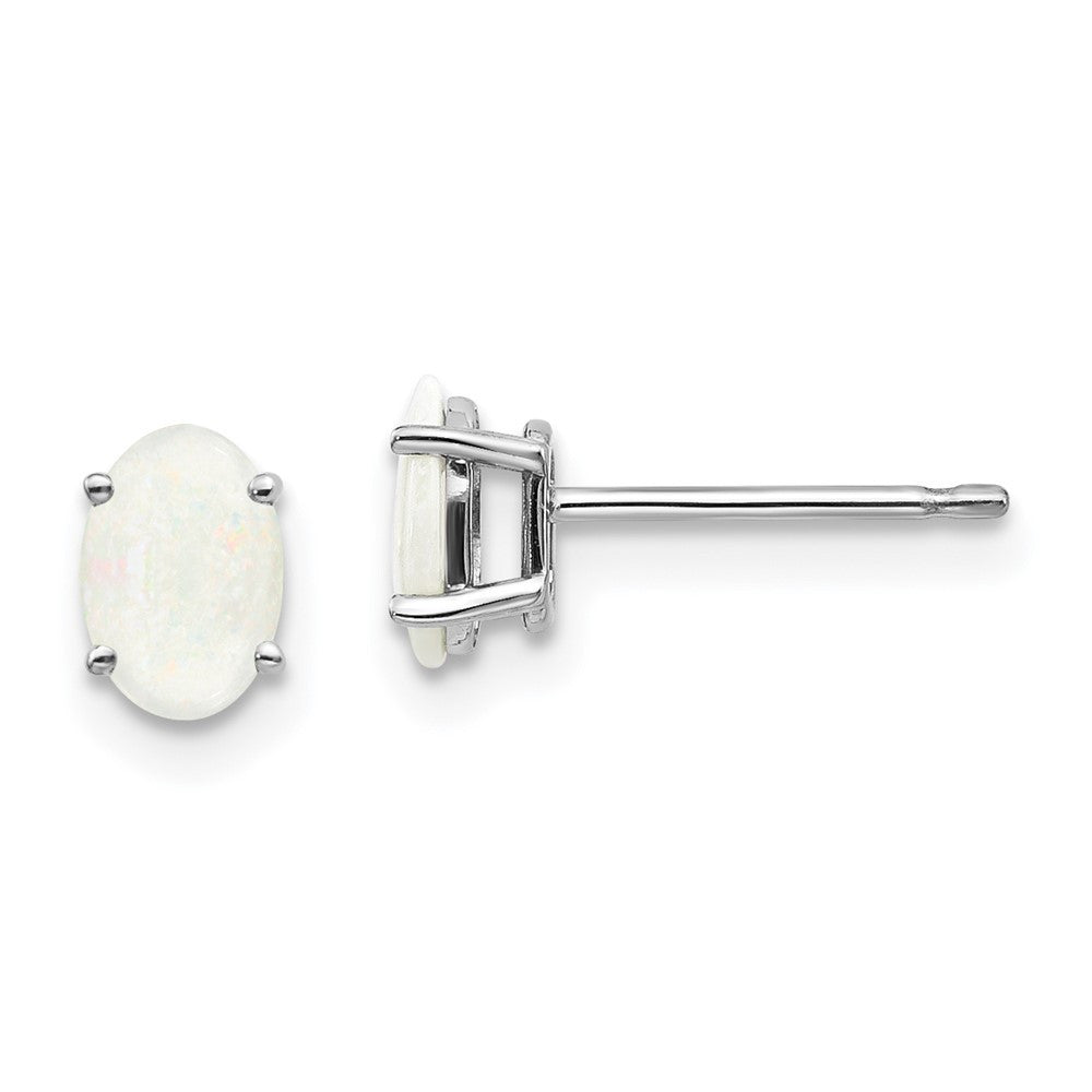 14k White Gold 6x4mm Opal Stud Earrings